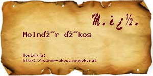 Molnár Ákos névjegykártya
